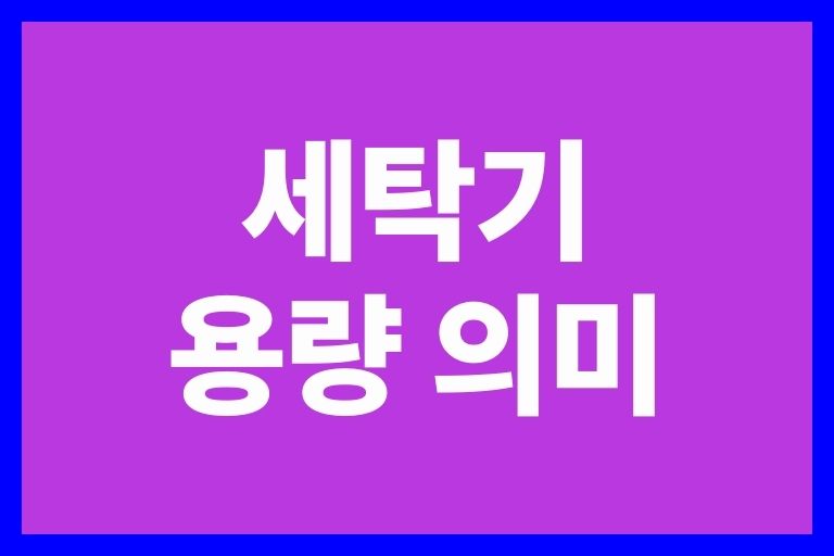 세탁기 용량 의미