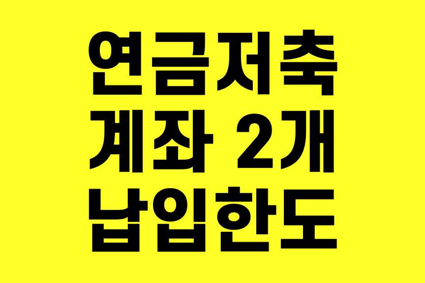 연금저축계좌 2개 납입한도